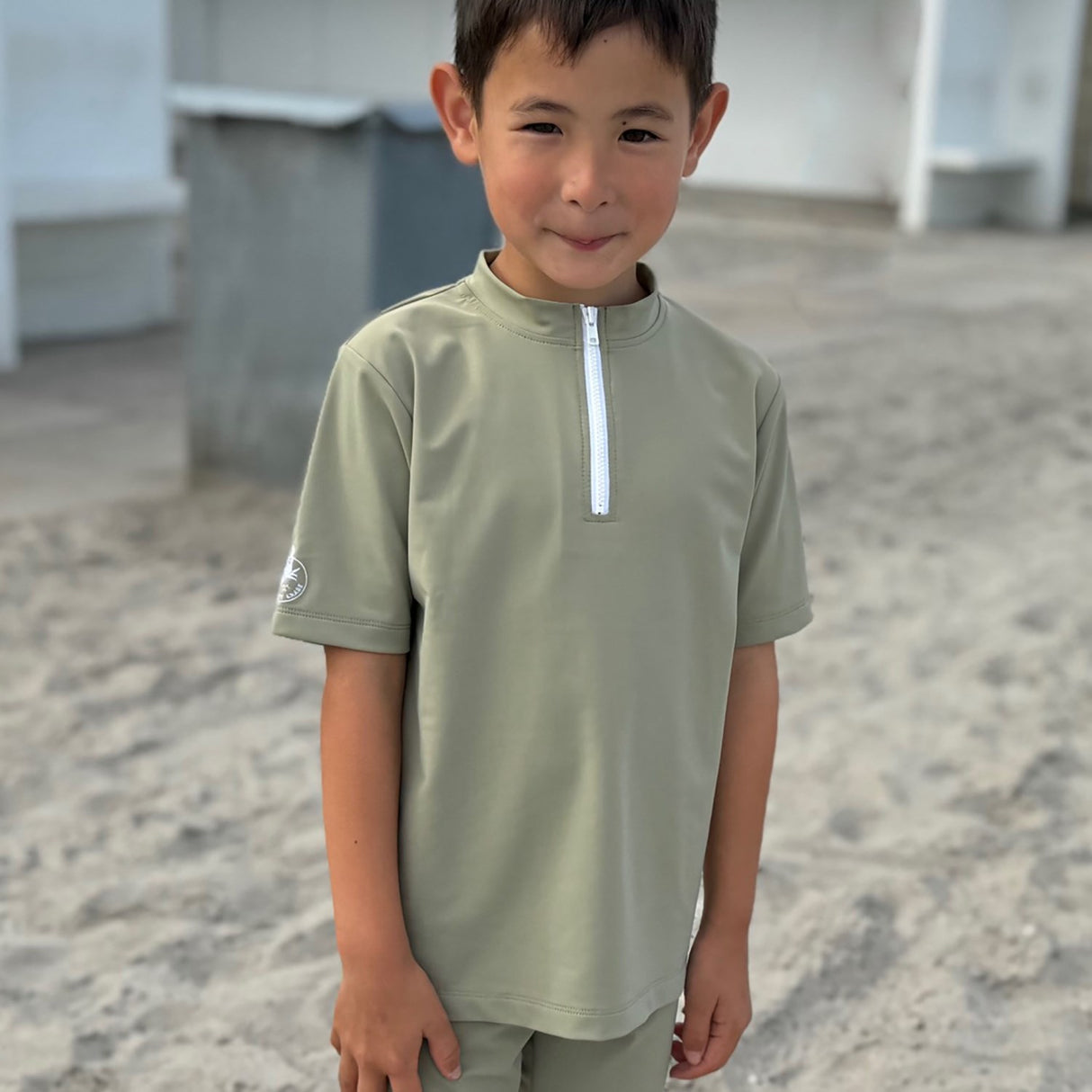 Petit Crabe Olive Max Half Zip Uv-Swim Bluse S/S