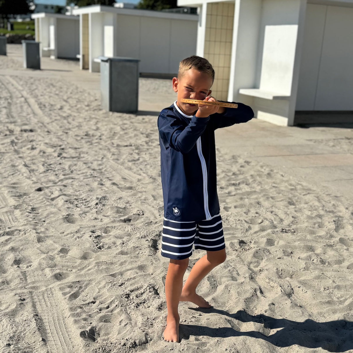 Petit Crabe Blue Basic Lynlås Uv-Swim Bluse L/S