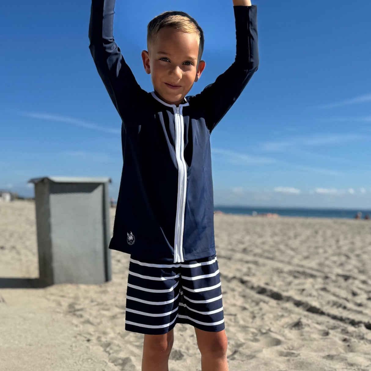 Petit Crabe Blue Basic Lynlås Uv-Swim Bluse L/S