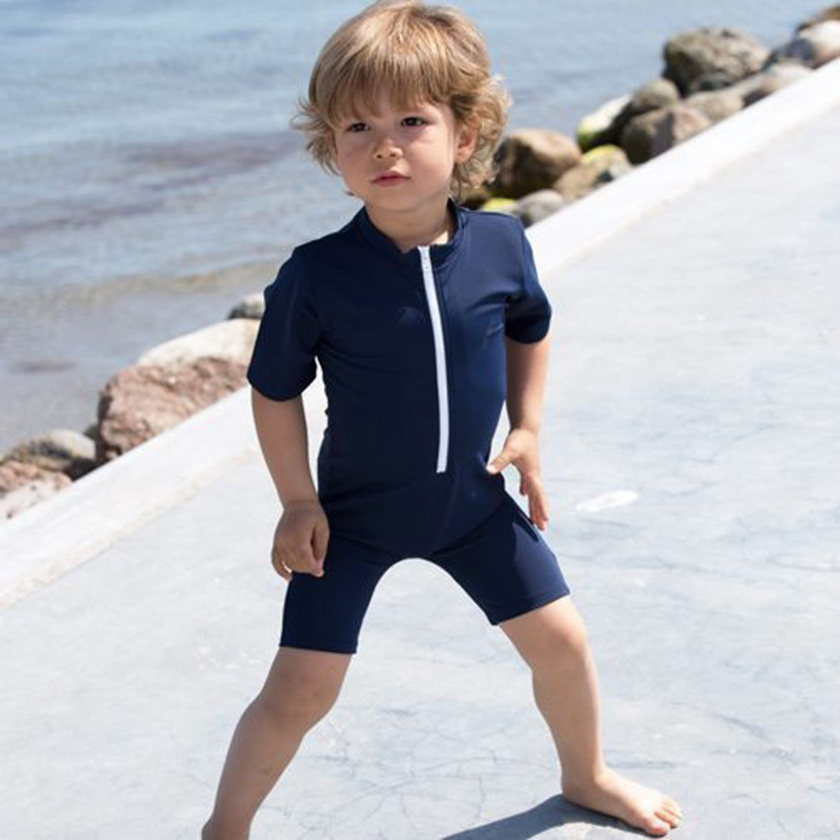 Petit Crabe Blue Noe Basic Sunsuit S/S