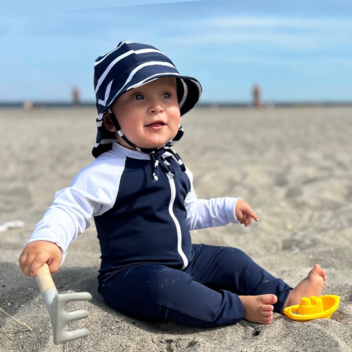 Petit Crabe Blue/White Multi Farve Badeheldragt L/S