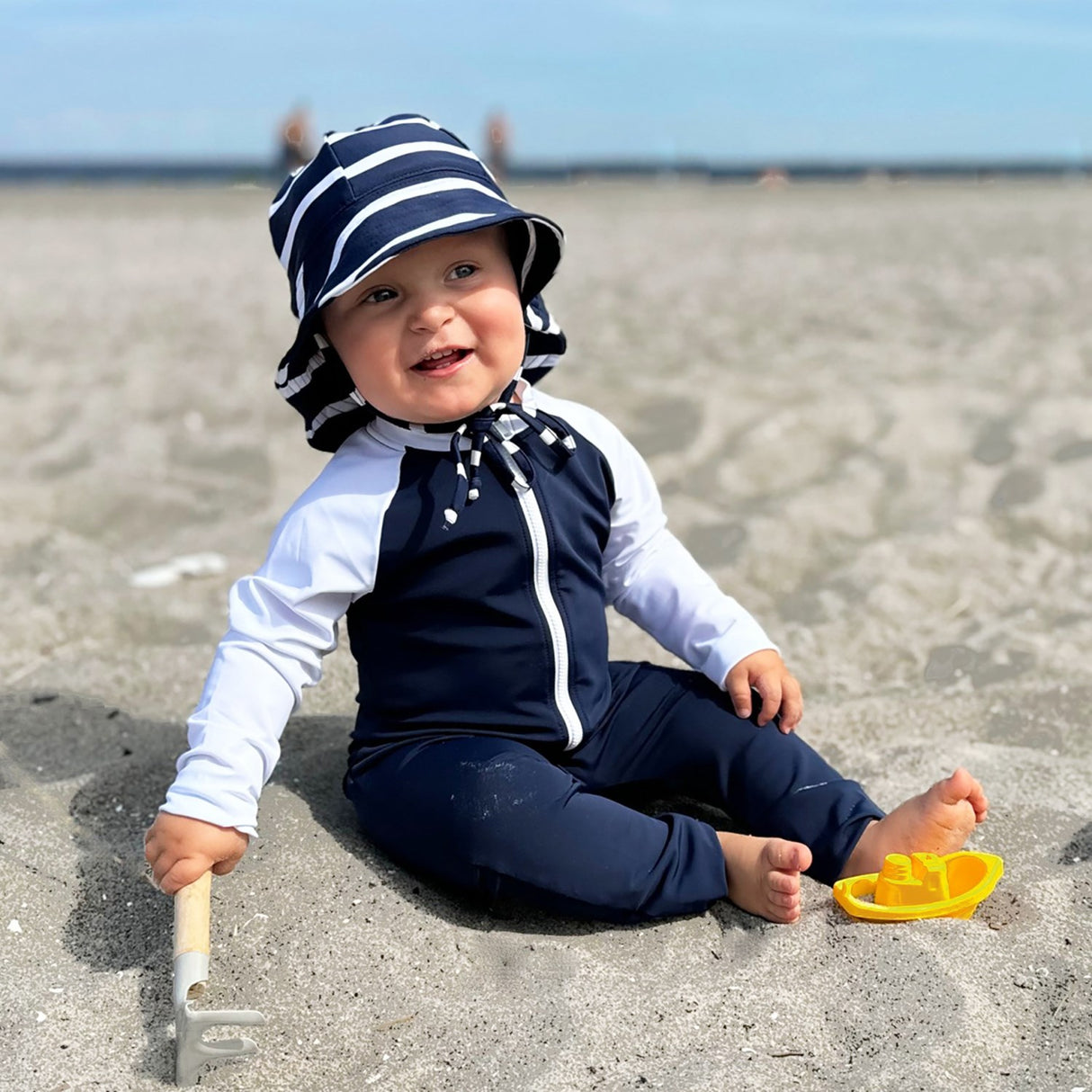 Petit Crabe Blue/White Multi Farve Badeheldragt L/S