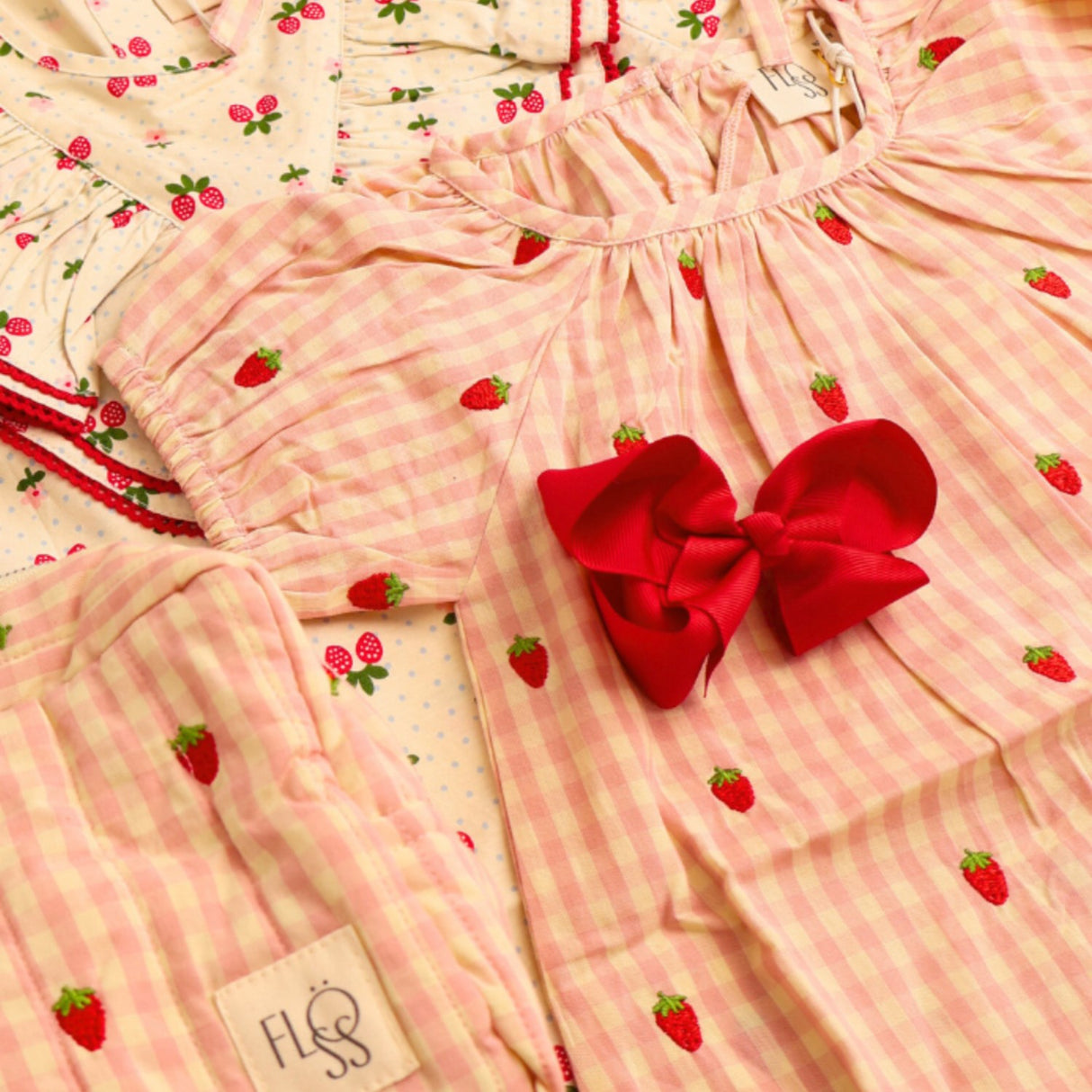 Flöss Pink Berry Gingham Dolly Kjole