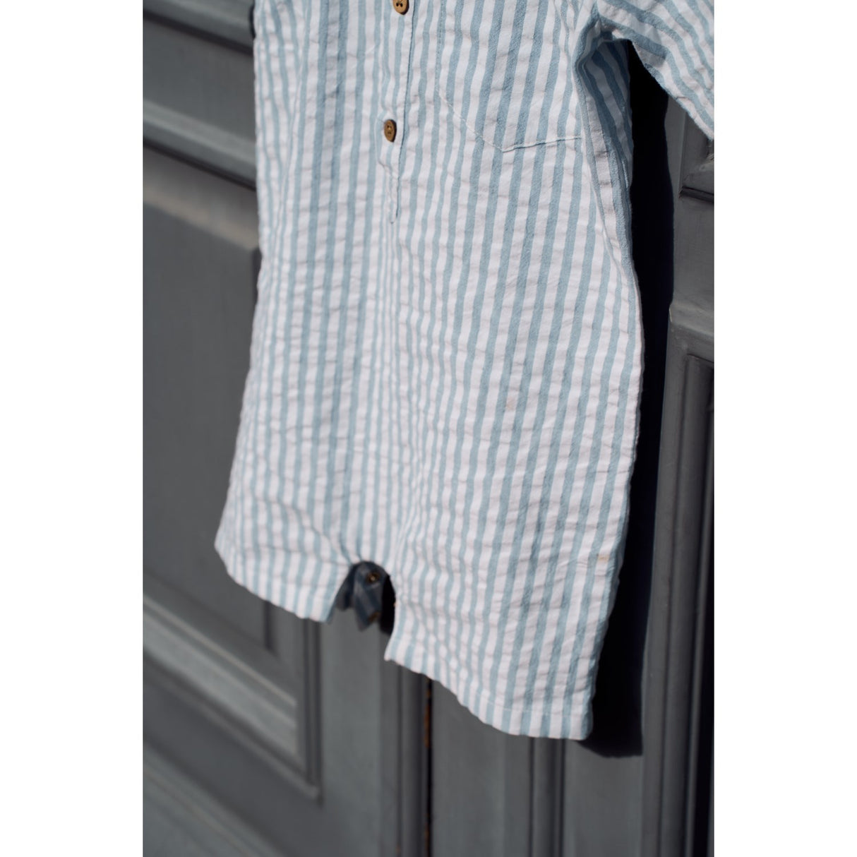 THE NEW Siblings X Luksusbaby Blue Fog Striped Ojo Buksedragt