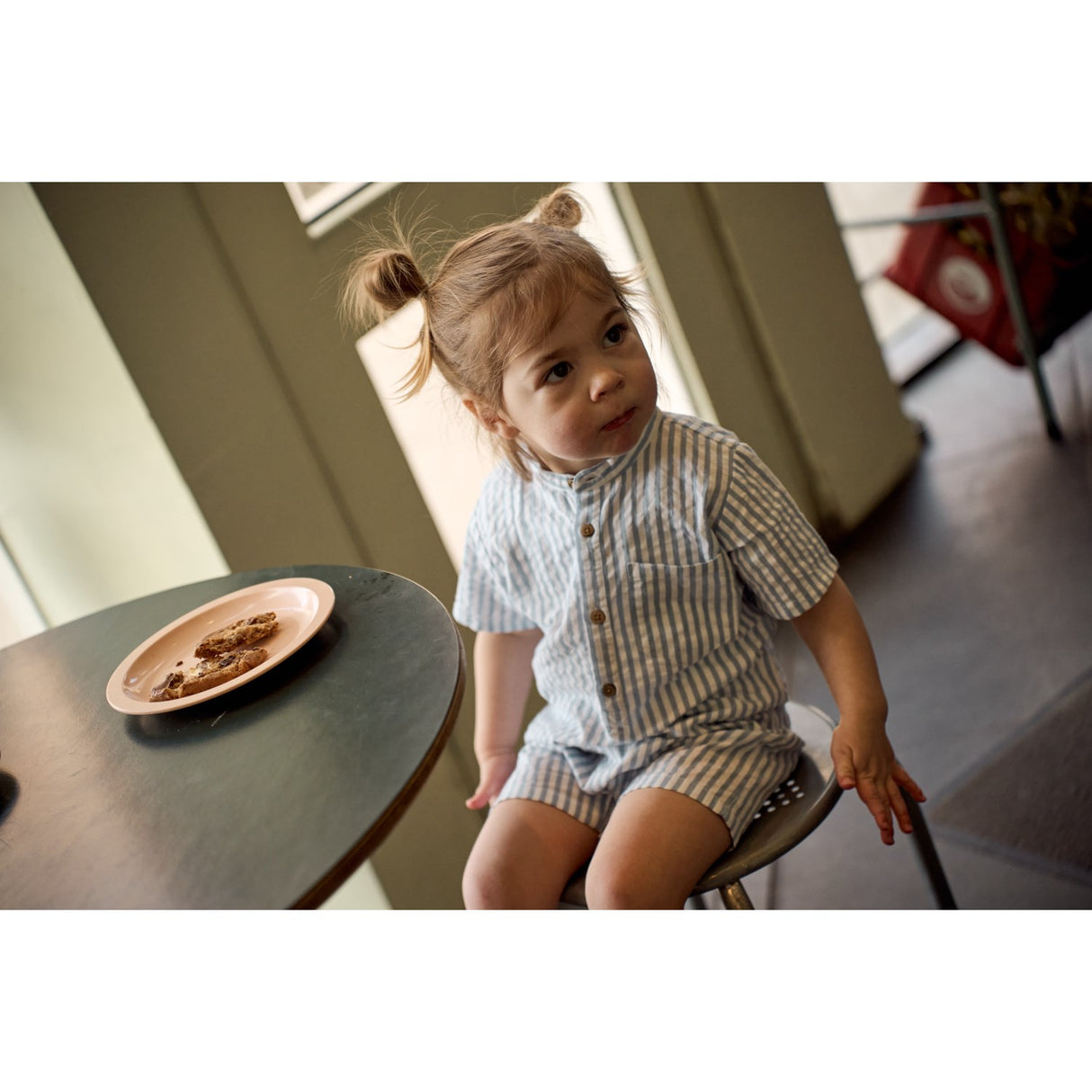 THE NEW Siblings X Luksusbaby Blue Fog Striped Ojo Buksedragt