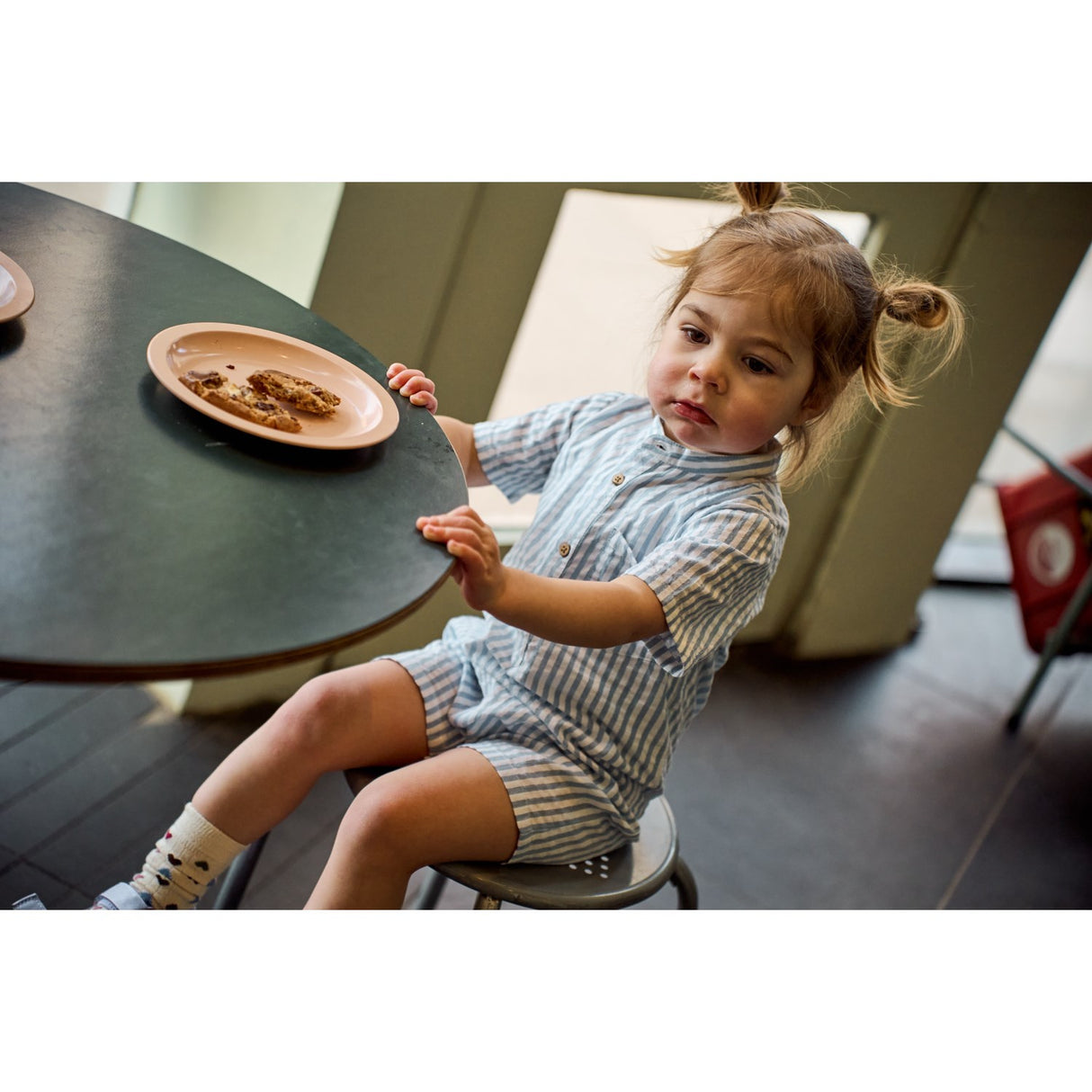 THE NEW Siblings X Luksusbaby Blue Fog Striped Ojo Buksedragt