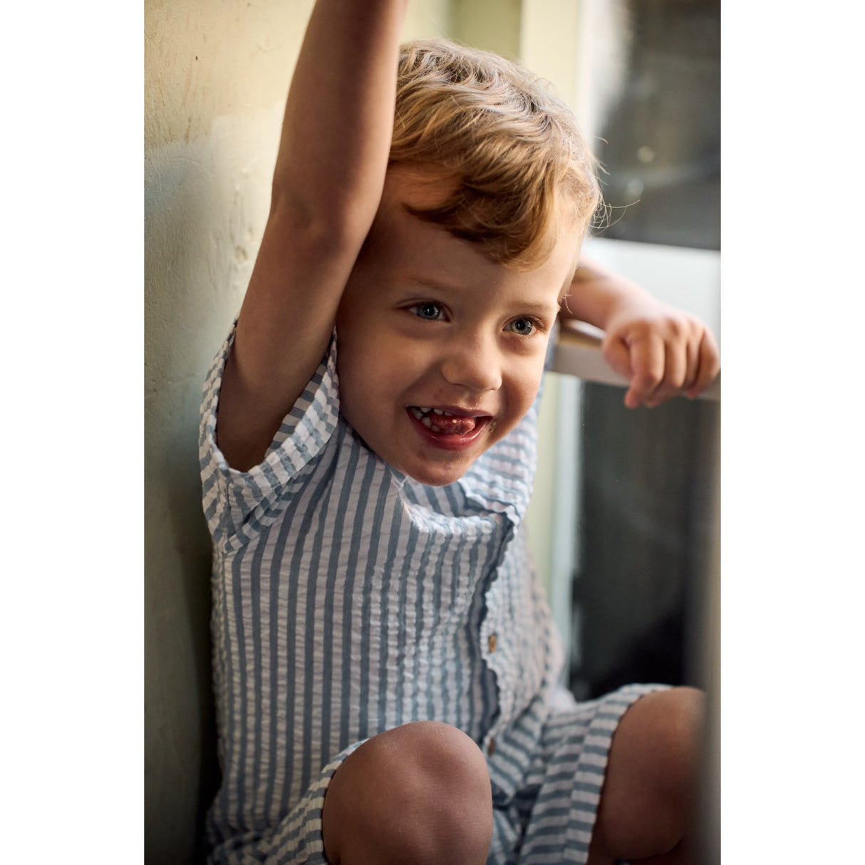 THE NEW Siblings X Luksusbaby Blue Fog Striped Ojo Skjorte