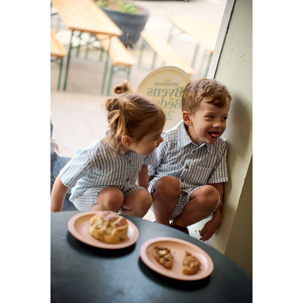 THE NEW Siblings X Luksusbaby Blue Fog Striped Ojo Skjorte