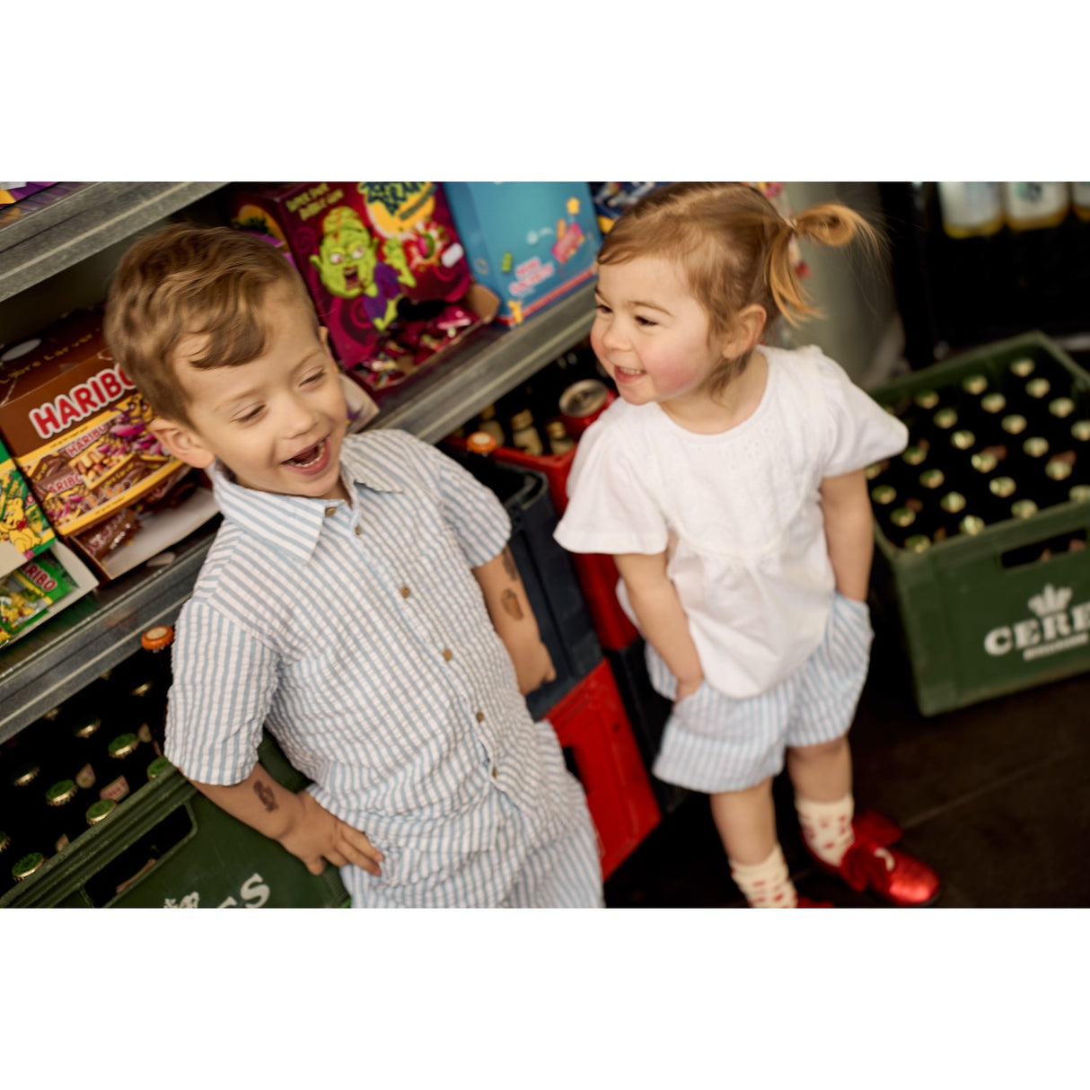 THE NEW Siblings X Luksusbaby Blue Fog Striped Ojo Skjorte