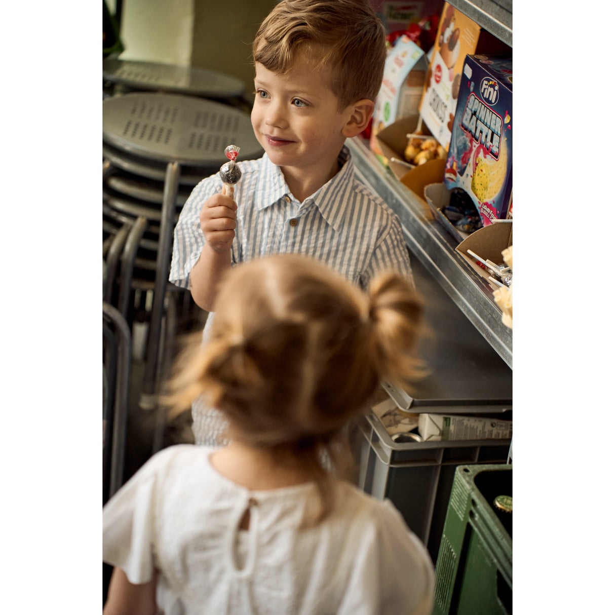 THE NEW Siblings X Luksusbaby Blue Fog Striped Ojo Skjorte