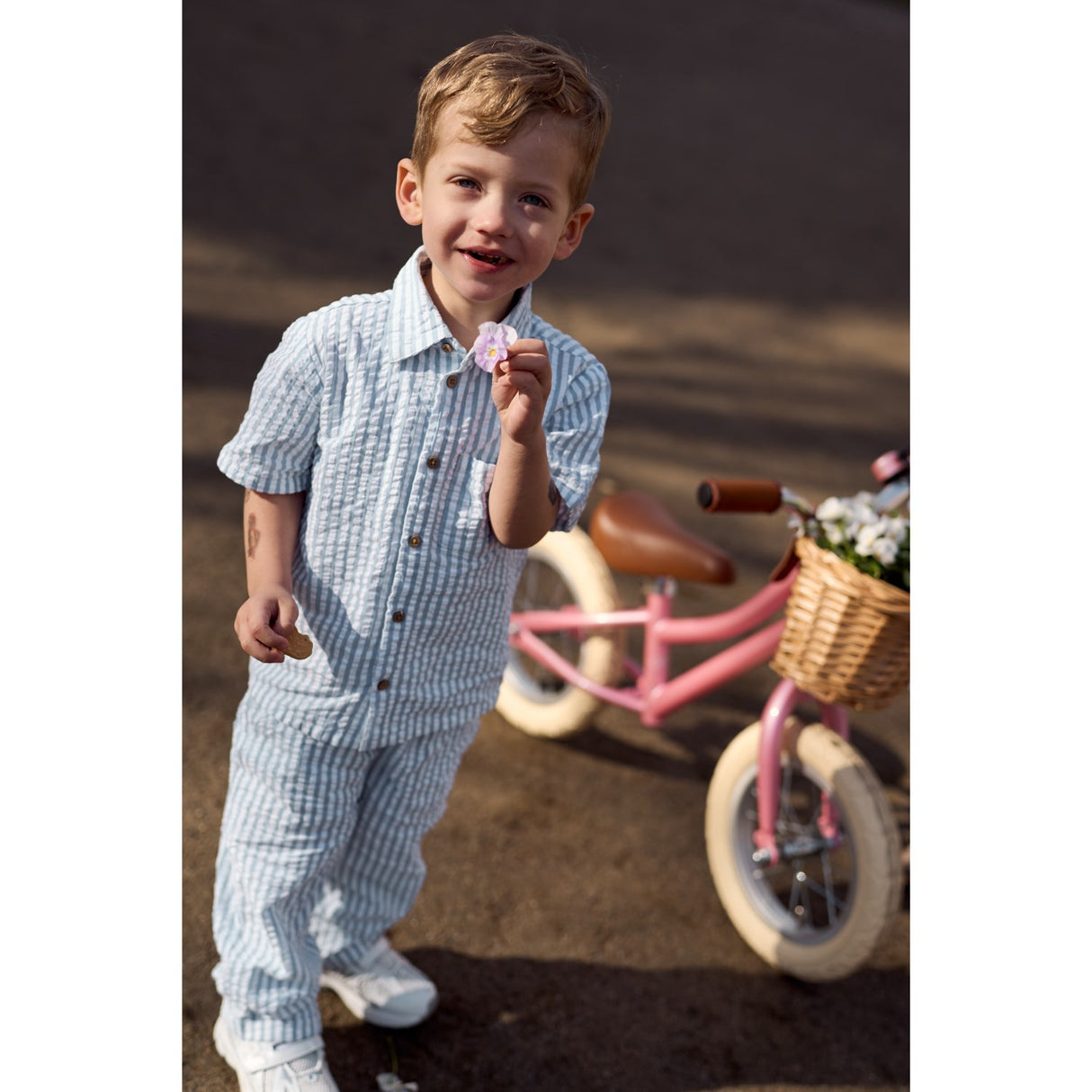 THE NEW Siblings X Luksusbaby Blue Fog Striped Ojo Shorts