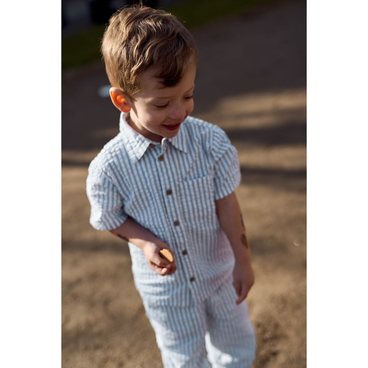 THE NEW Siblings X Luksusbaby Blue Fog Striped Ojo Bukser