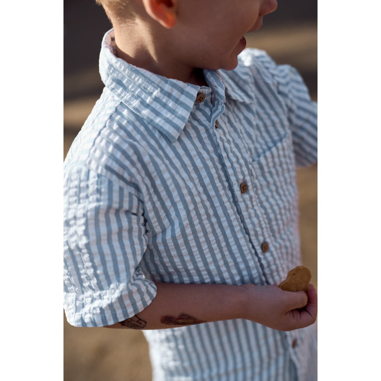 THE NEW Siblings X Luksusbaby Blue Fog Striped Ojo Skjorte