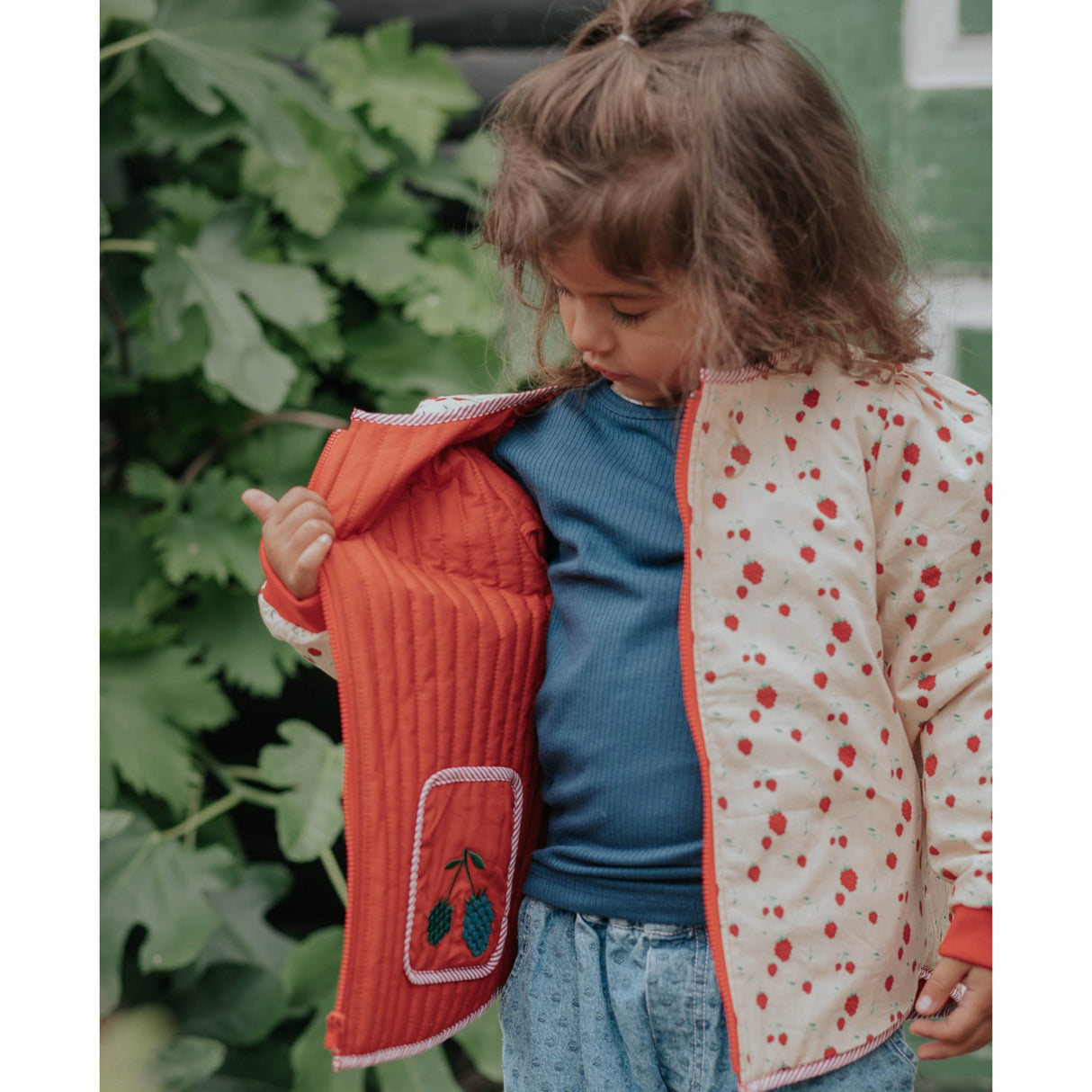 Fliink Pompeian Red Aop Kota Berry Jakke