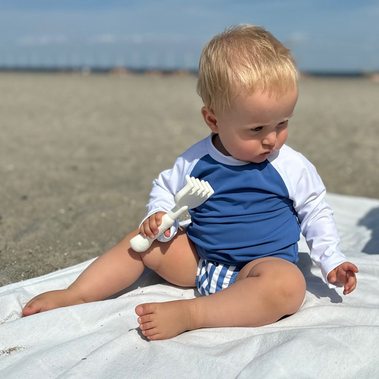 Petit Crabe Sapphire/White Raglan Uv-Bluse L/S