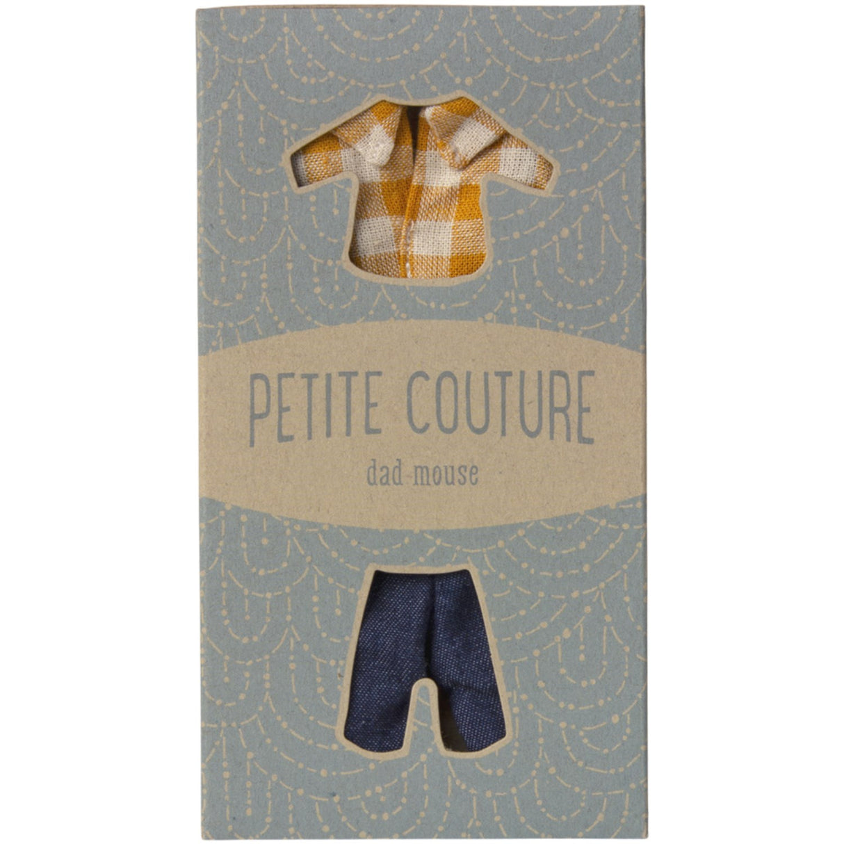 Maileg Yellow Checked Skjorte Og Bukser, Far Mus