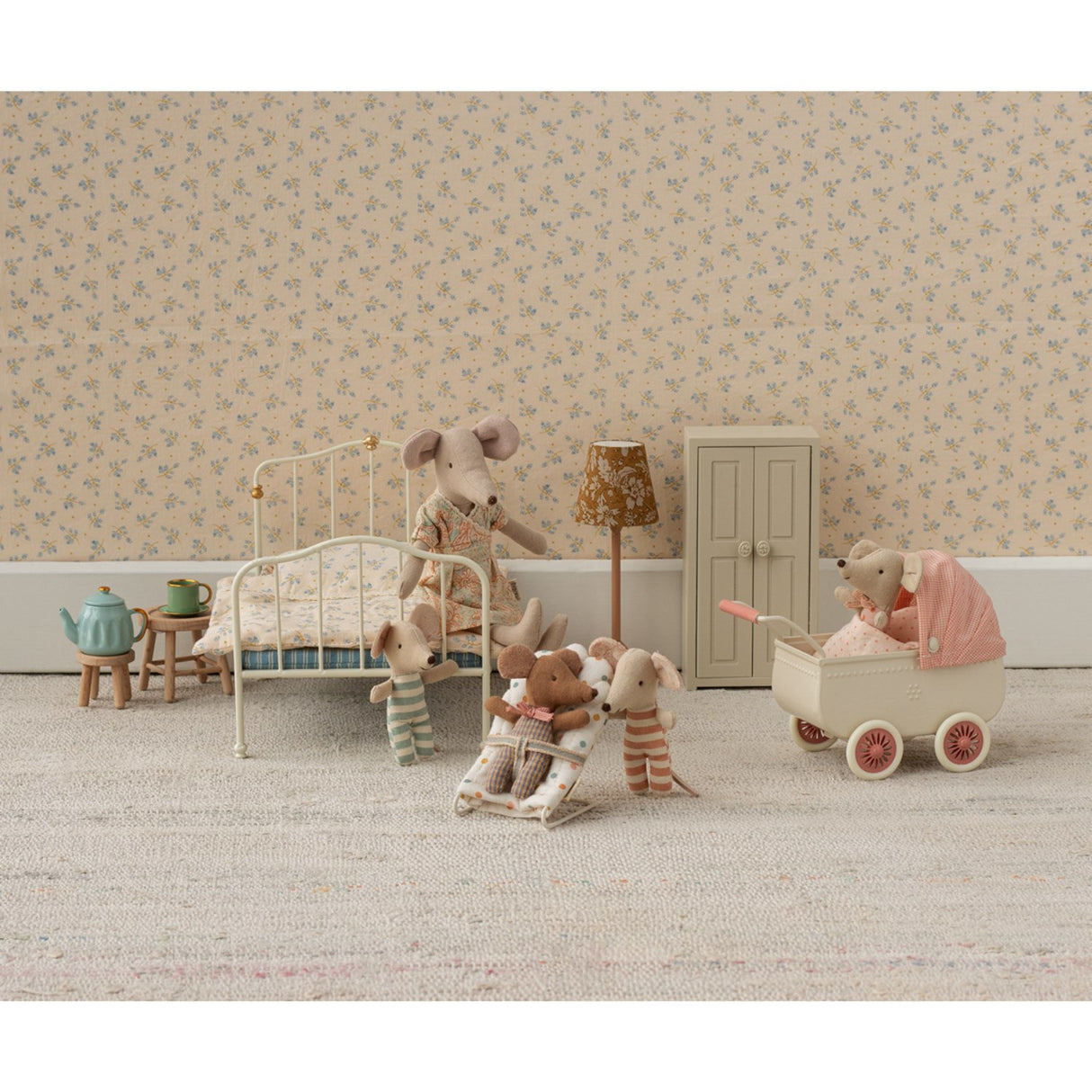 Maileg Barnevogn, Mus - Coral