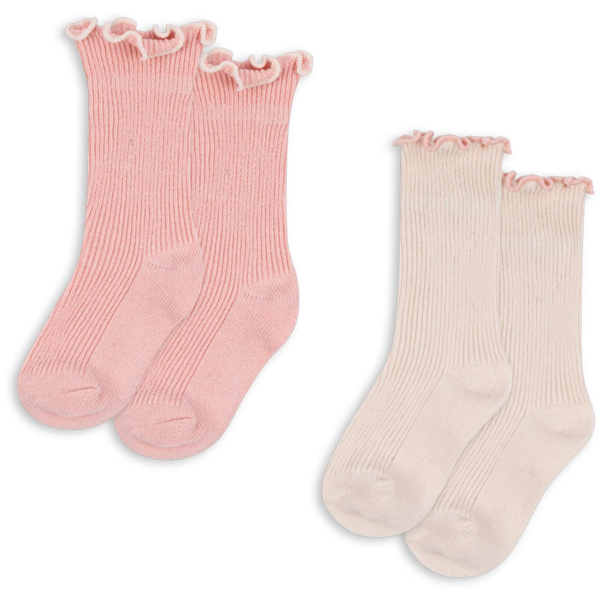 Konges Sløjd Rose/Off White 2 Pack Rib Flæse Strømper
