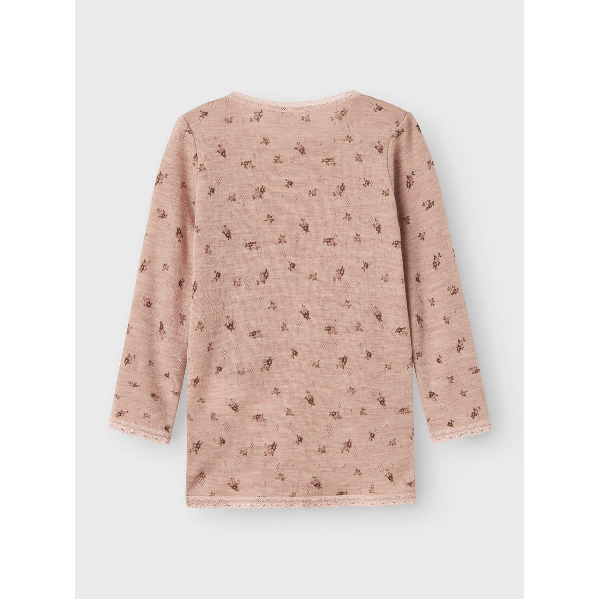 Name It Shadow Gray Small Flowers Nmfwang Uld Needle Ls Top Noos