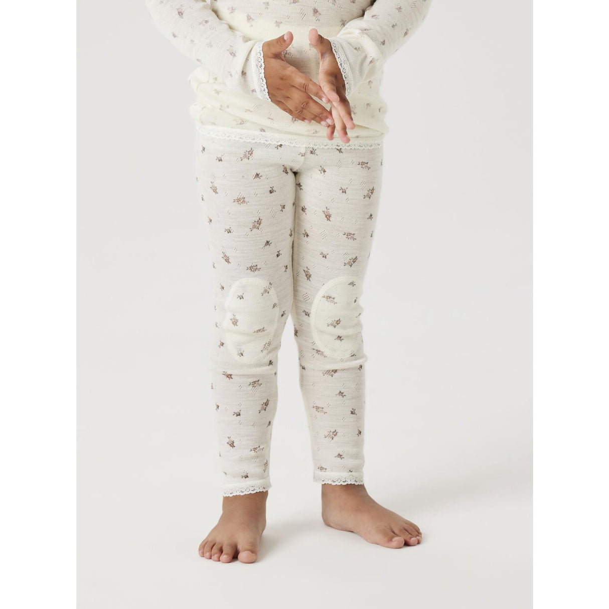 Name It Snow White Small Flowers Nmfwang Uld Needle Leggings Noos