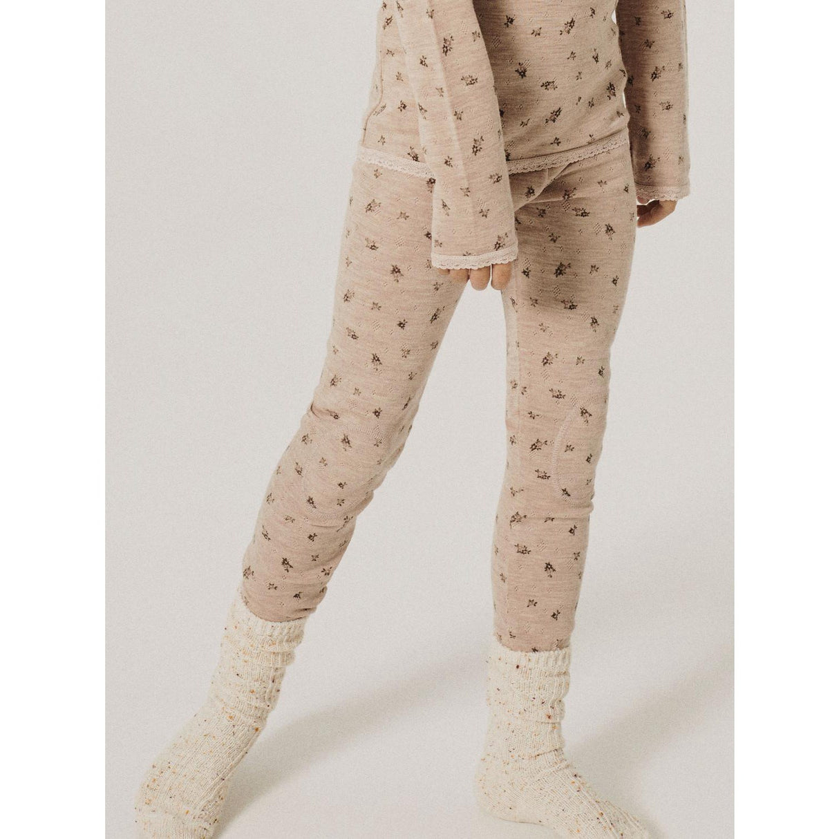 Name It Shadow Gray Small Flowers Nkfwang Uld Needle Leggings