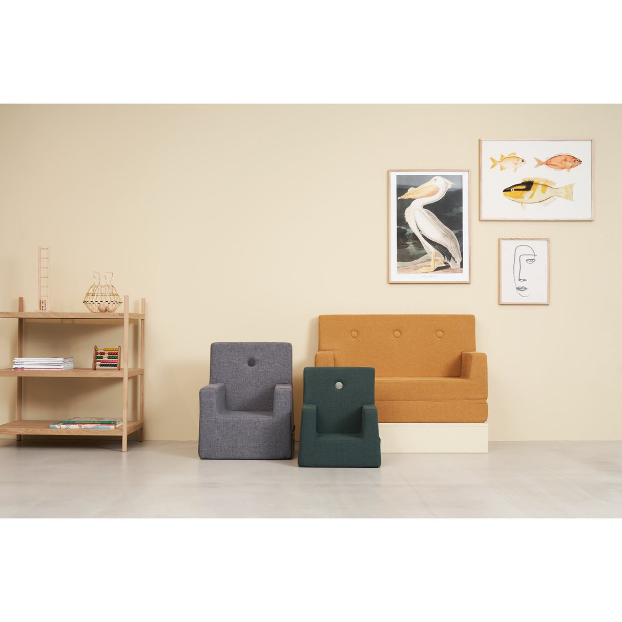 by KlipKlap Stol Deep Green With Light Green KK Kids Stol