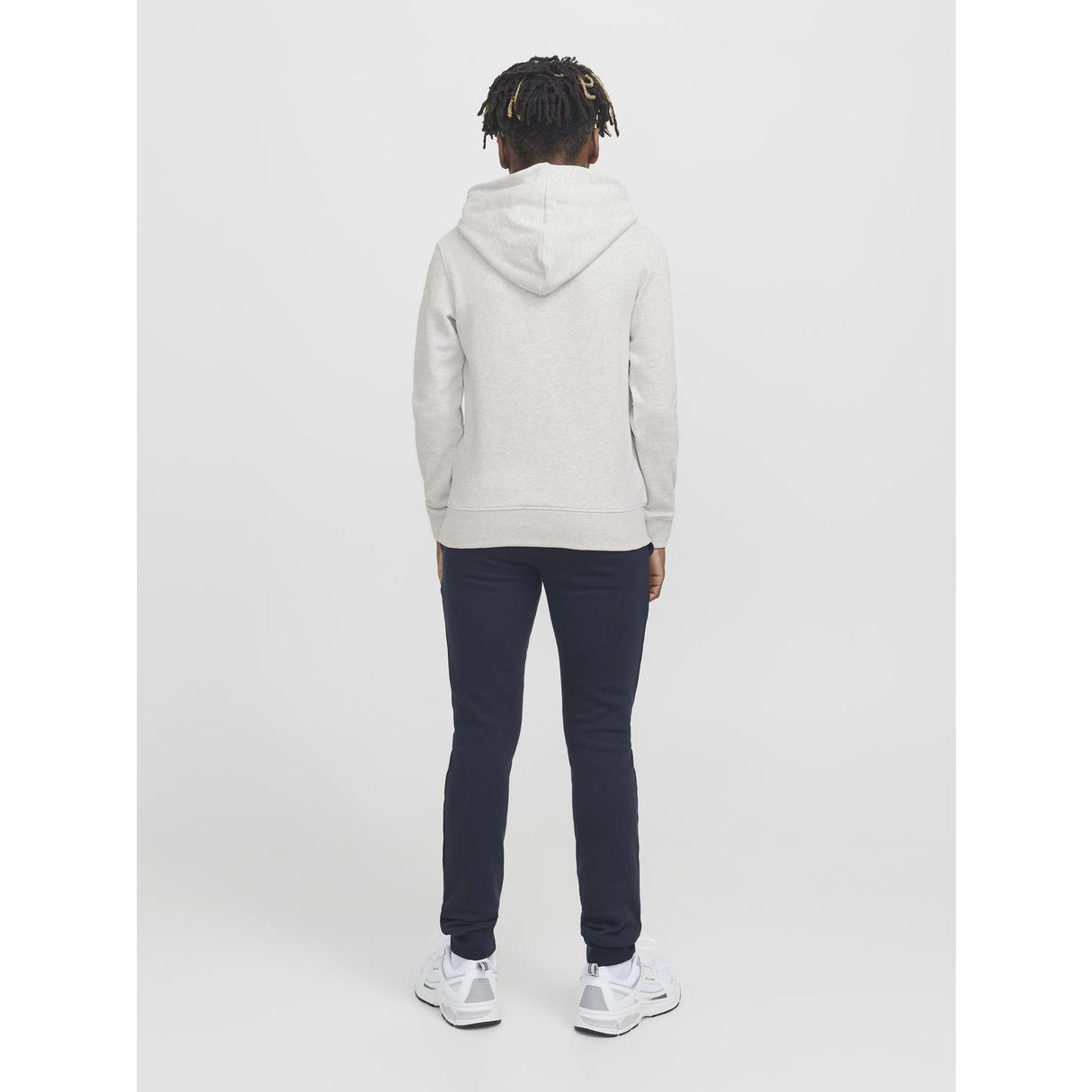 Jack & Jones Junior White Melange Jjbeau Sweat Hætte Jnr