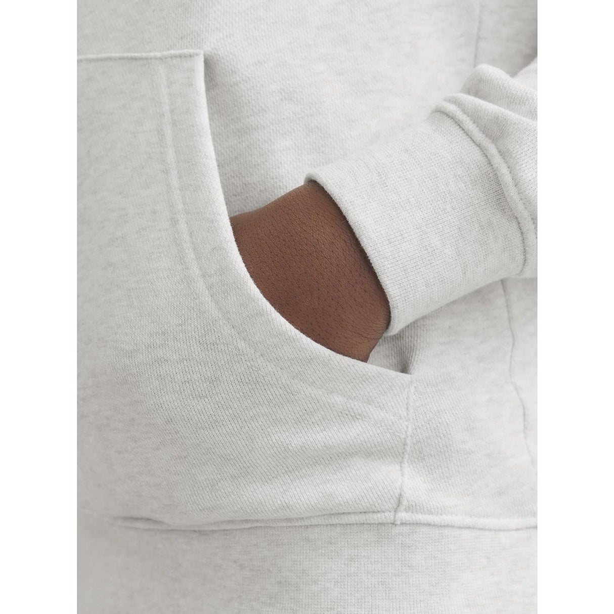 Jack & Jones Junior White Melange Jjbeau Sweat Hætte Jnr