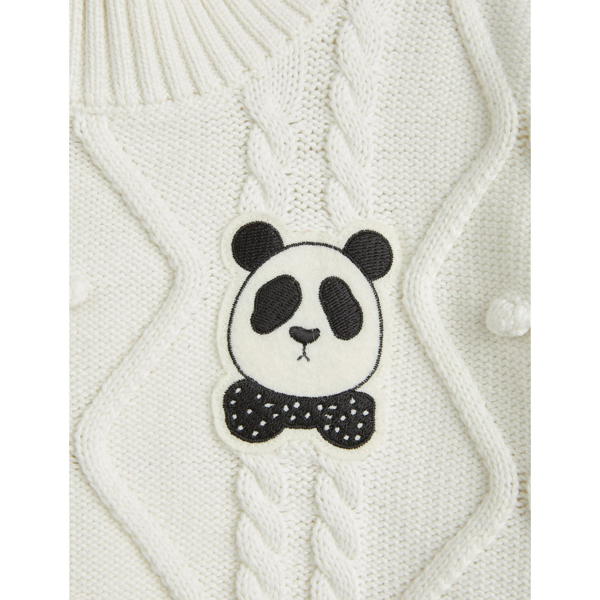 Mini Rodini Offwhite Panda Texture Strik Sweater