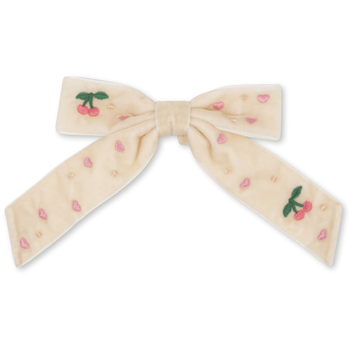 Konges Sløjd Pearled Ivory Fløjl Sløjfe Pearly Hårspænde