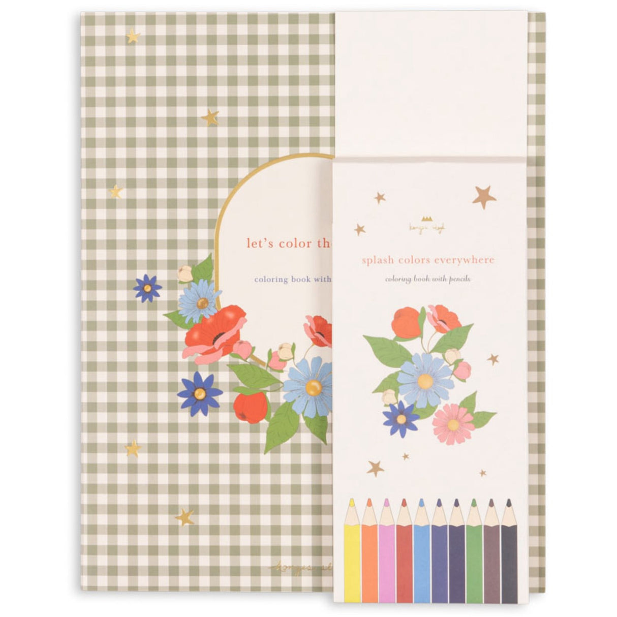 Konges Sløjd Green Tea Check Malebog og Farveblyanter Fsc