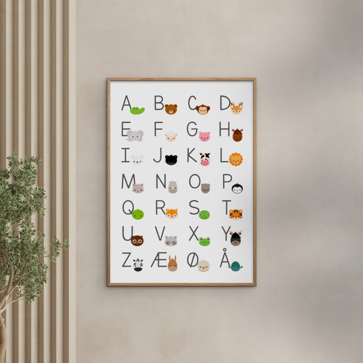 Poster & Frame Citatplakat - Alfabet Plakat Med Dyr Til Børn