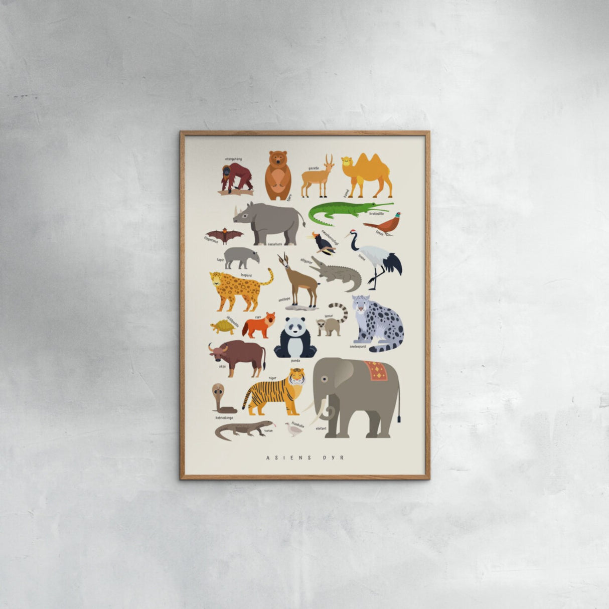 Poster & Frame Citatplakat - Asiens Dyr – Børneplakat