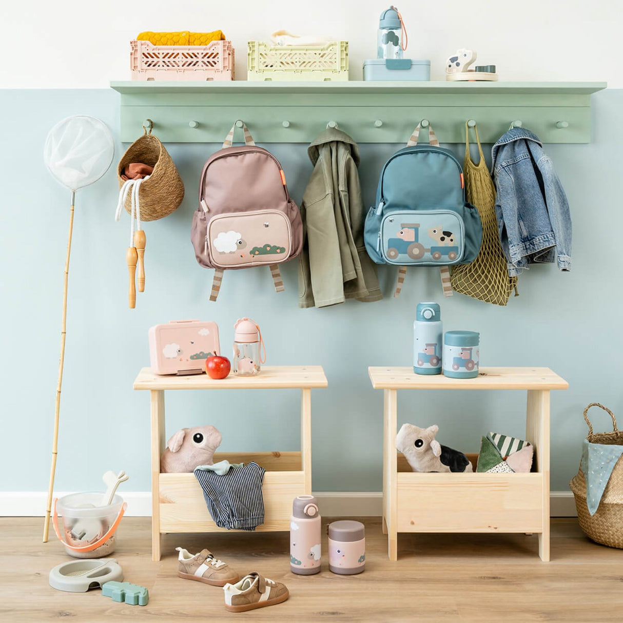 DonebyDeer Blue Madkasse Med Opdeler Tiny Farm