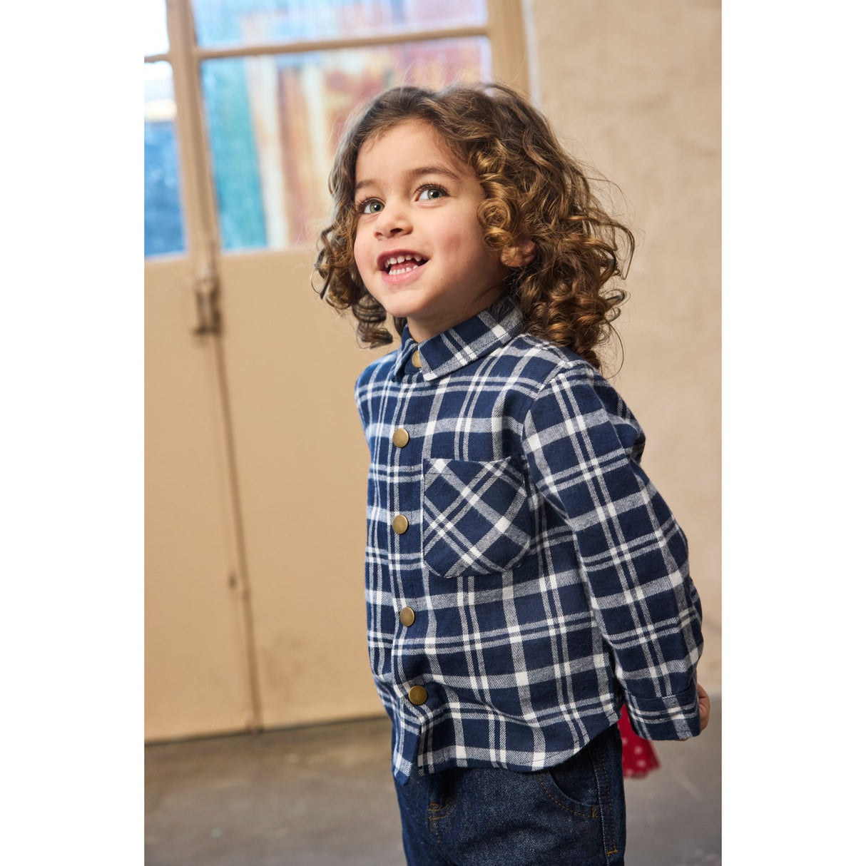 THE NEW Siblings Navy Blazer Check Riggs L_S Flannel Skjorte