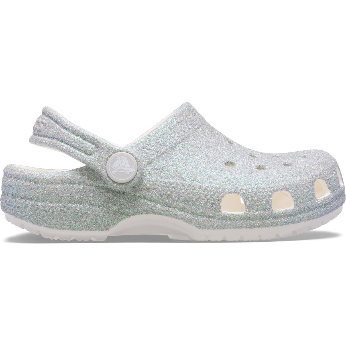 Crocs White Classic Iridescent Glitter Gloc