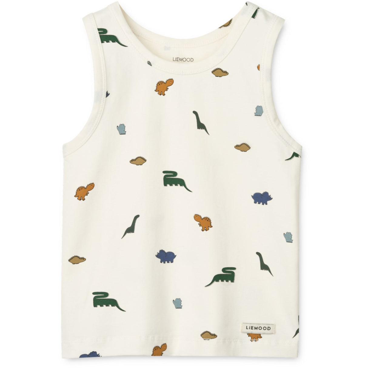 LIEWOOD Mini Dinosaurs Creme / Stripe Mix Faris Printed Tank Top 2-Pak