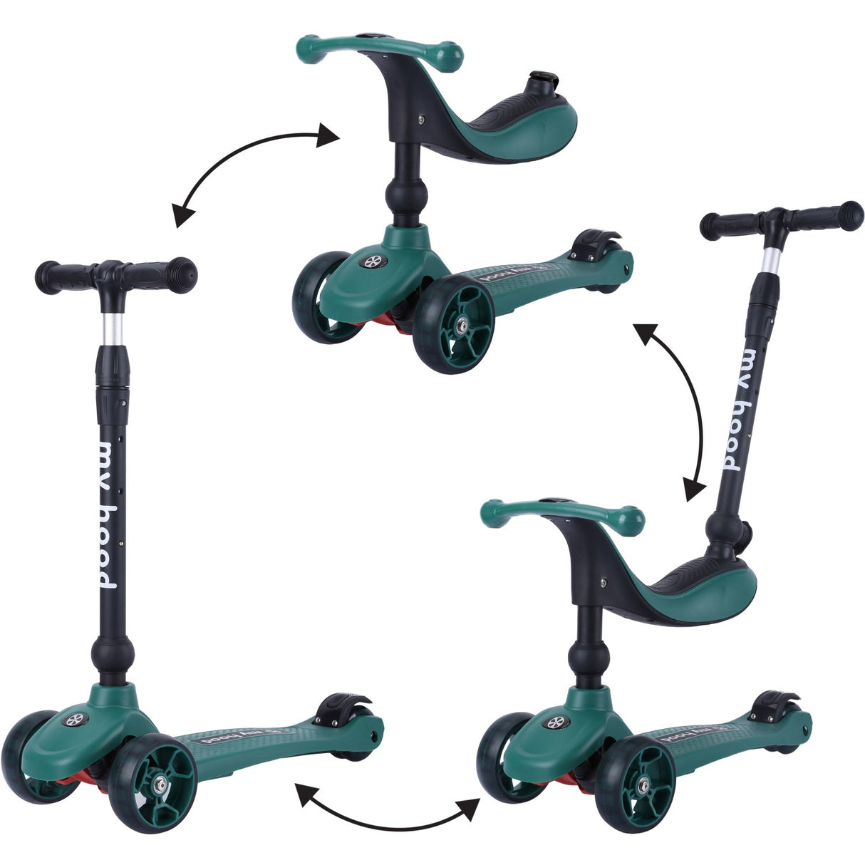 My Hood Dark Green Kick'N'Ride Løbehjul