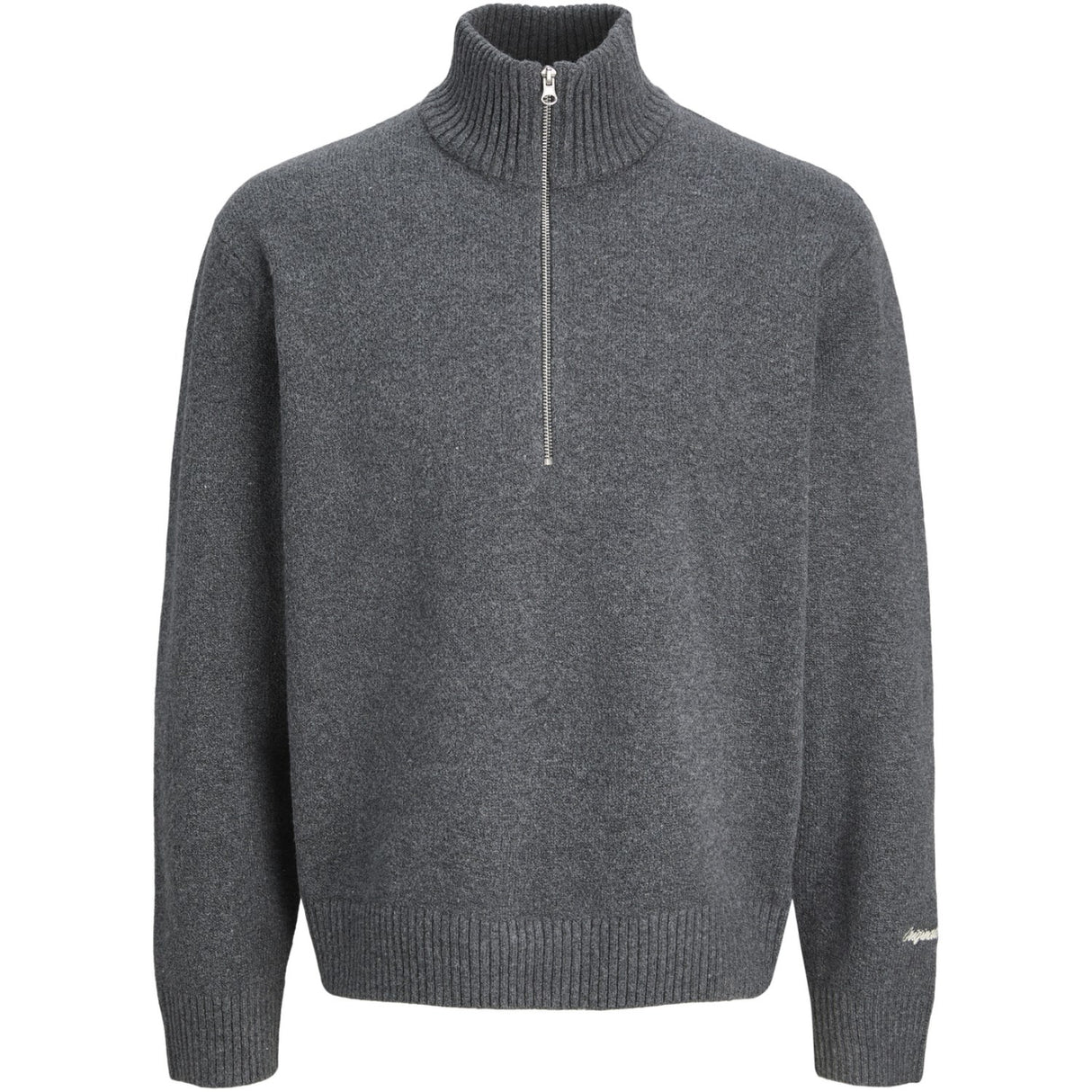 Jack & Jones Junior Dark Grey Melange Jornorrebro Strik Half Zip Jnr