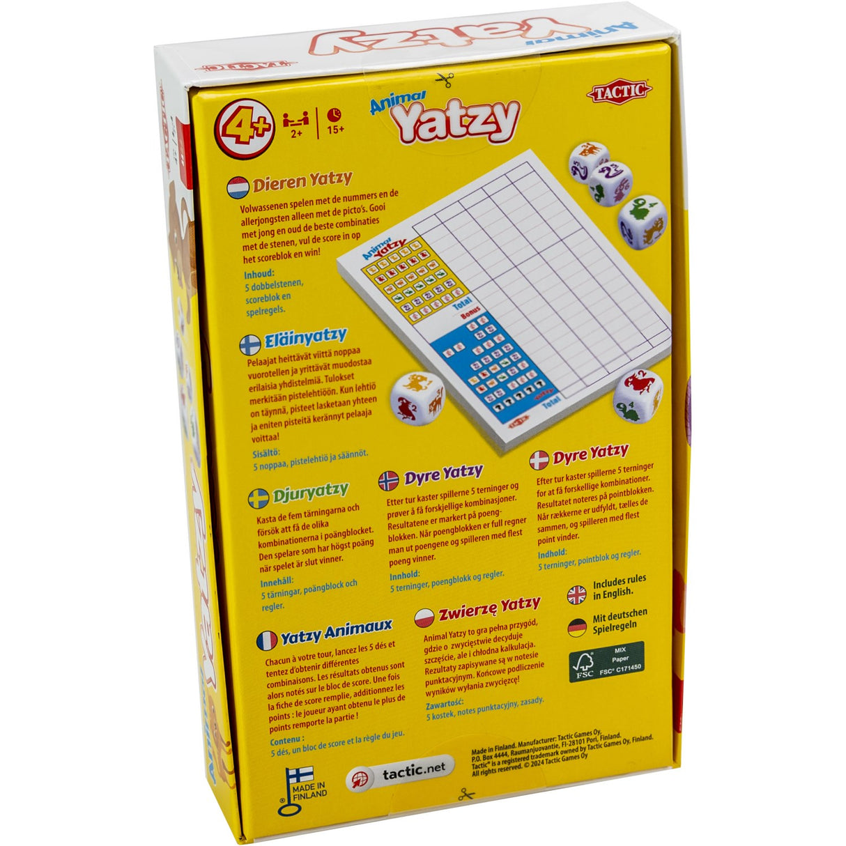 Tactic Games Yatzy Med Dyr Rejse Spil