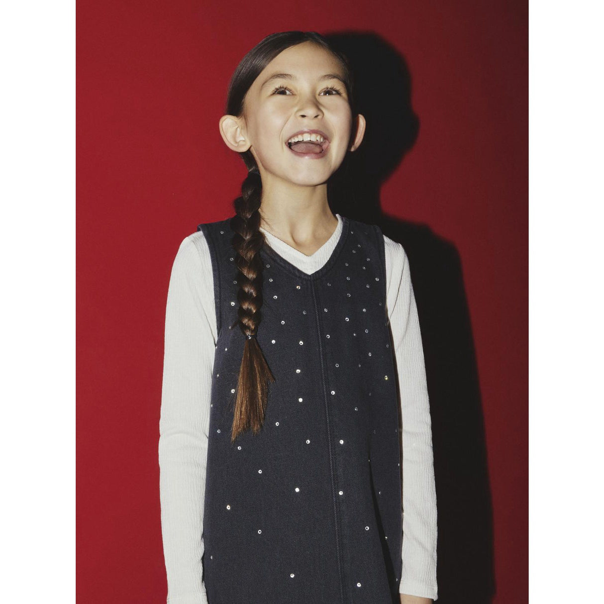 Name It Dark Grey Denim Nkfmonala Sl Loose Kjole 8810-Im O