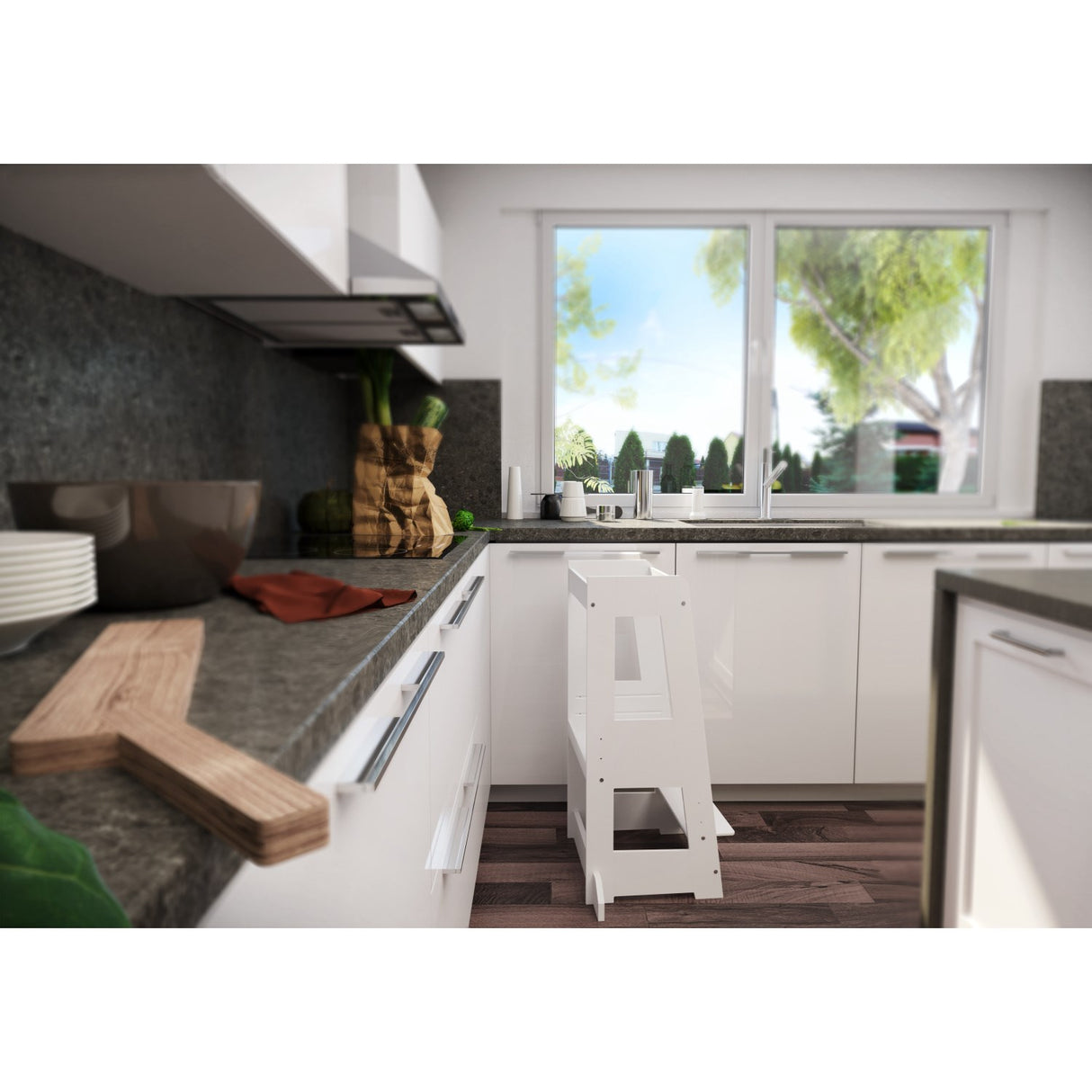 tiSsi® White Laquer Felix Læringstårn Massiv Bøg