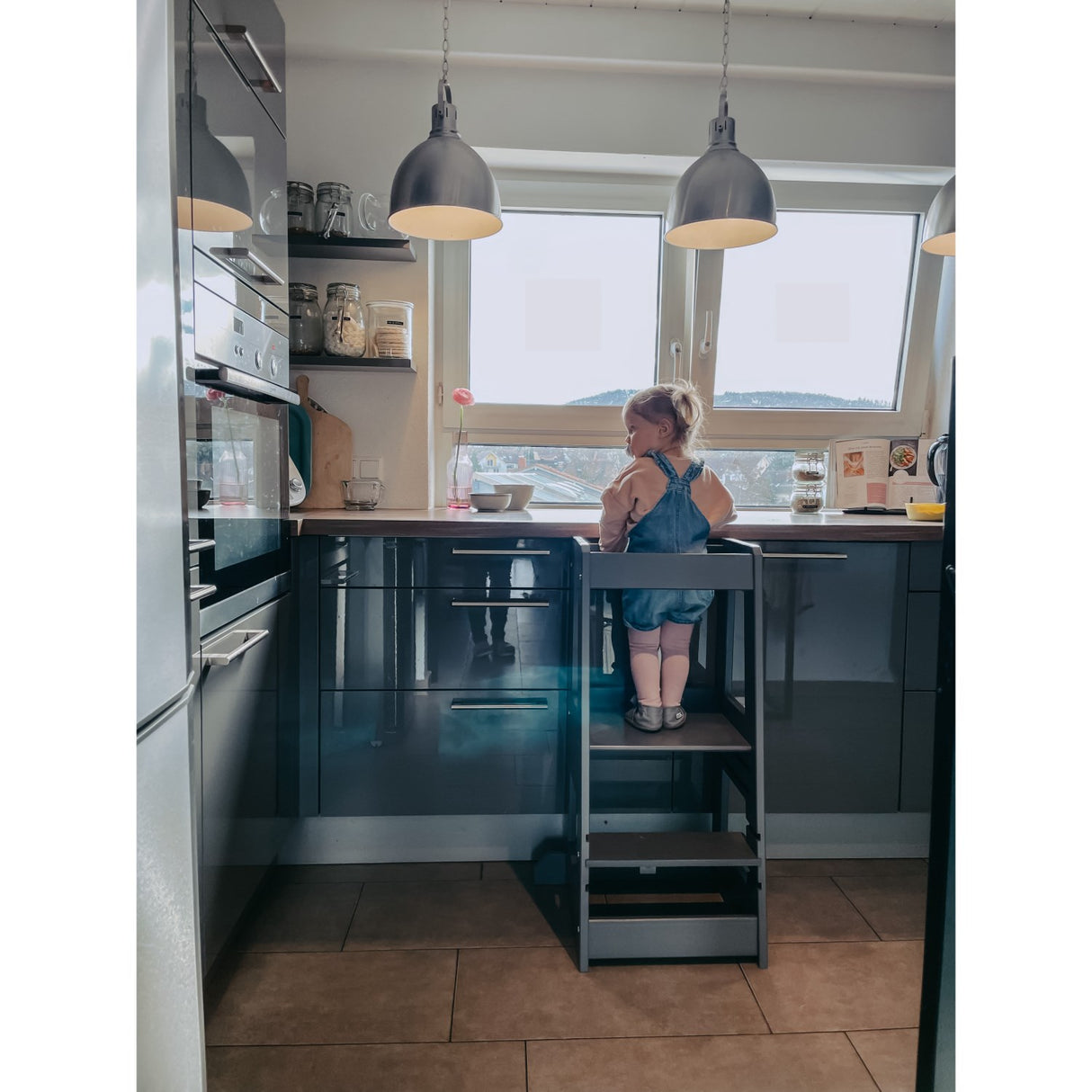 tiSsi® Grey Laquer Felix Læringstårn Massiv Bøg