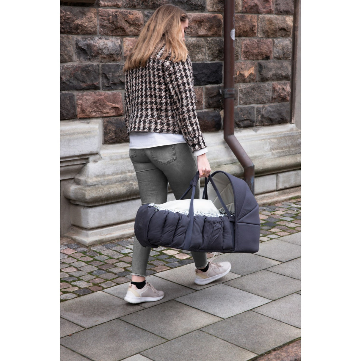 Sebra Blue Olive Hætte Til 3-In-1 Baby Nest