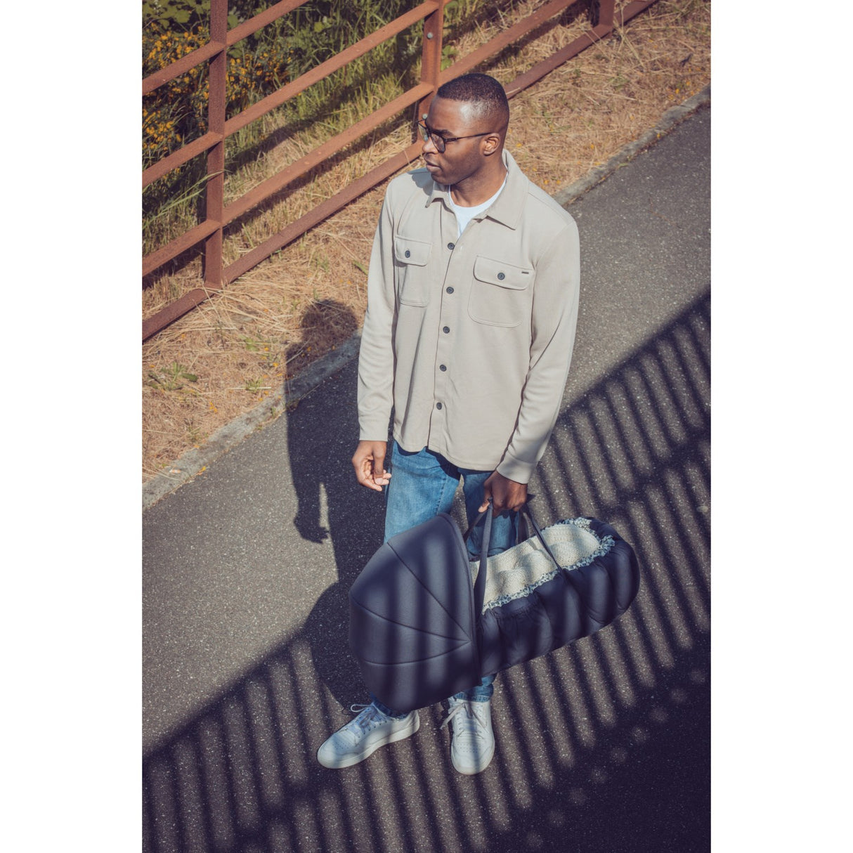 Sebra Blue Olive Hætte Til 3-In-1 Baby Nest