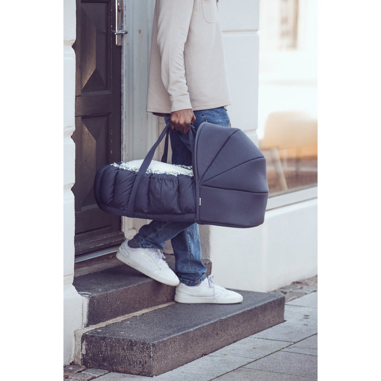 Sebra Blue Olive Hætte Til 3-In-1 Baby Nest