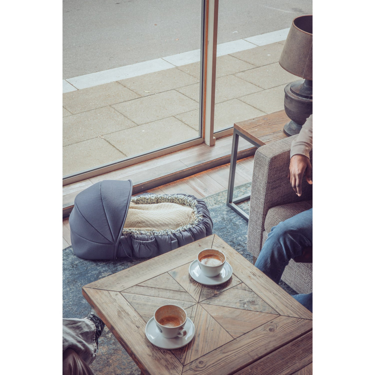 Sebra Blue Olive Hætte Til 3-In-1 Baby Nest