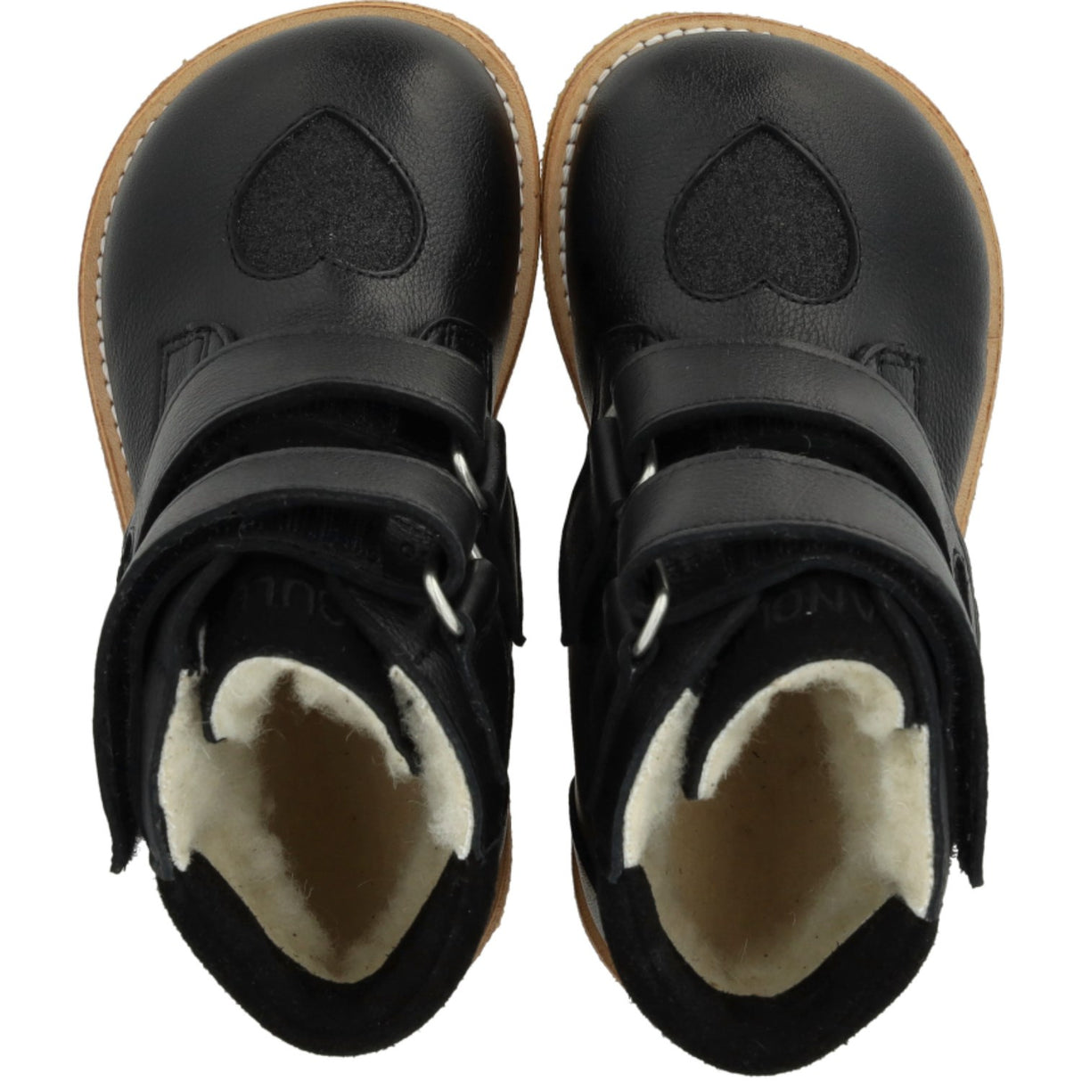 Angulus Black/Black Glitter TEX-støvle Med Funklende Glitterhjerter