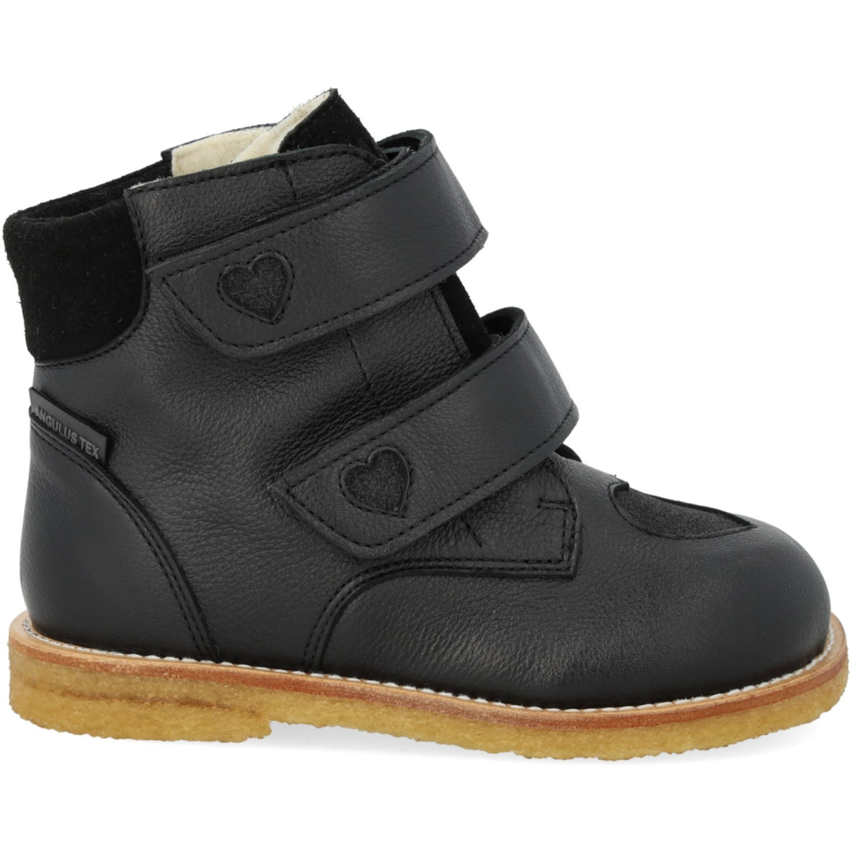 Angulus Black/Black Glitter TEX-støvle Med Funklende Glitterhjerter