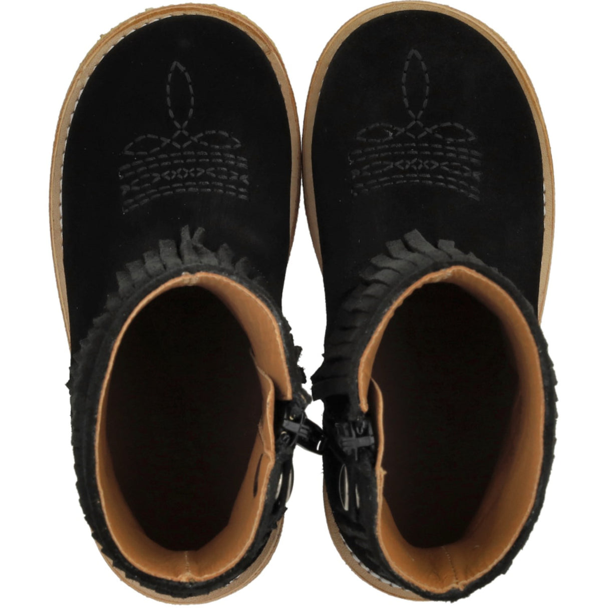 Angulus Black Cowboystøvle Med Frynser Og Broderi